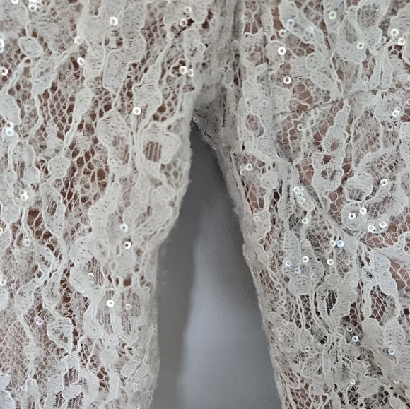 Nadine Merabi Carly Dress size XS Lace White Sequins Long Sleeve Bride - Picture 7 of 11